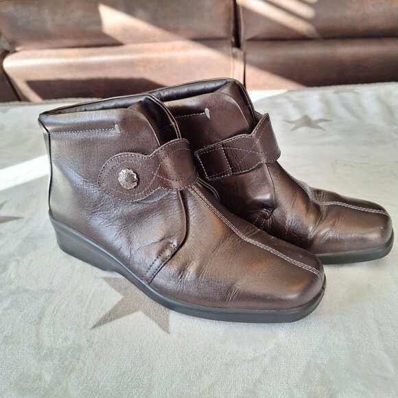 HOTTER Comfort Concept Abbey Womens Size 7.5  Brown Leather‎ Ankle Boots - Picture 2 of 14